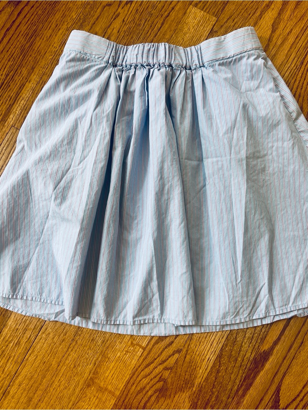 J. Crew Baby Blue & Pink Striped Seersucker Picnic Pleated Flare Skirt Small